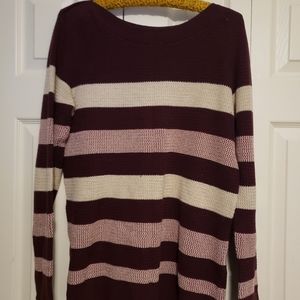 Market & Spruce Burgundy/Cream Long Sleeve Sweater Size Large